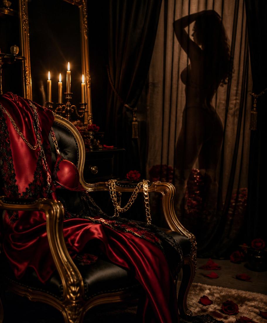 Ambiente sedutor da Hot Intimmus — mistério, luxo e desejo